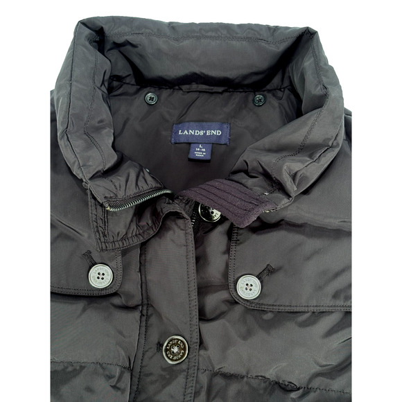 Lands End Thick Down Puffer Vest Womens LARGE Black Feather insulated Jacket ECU - Picture 4 of 9